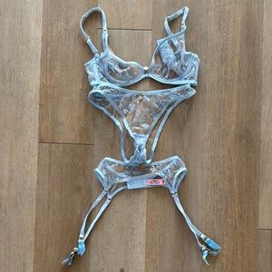 Agent Provocateur Blue Lace Lingerie Set